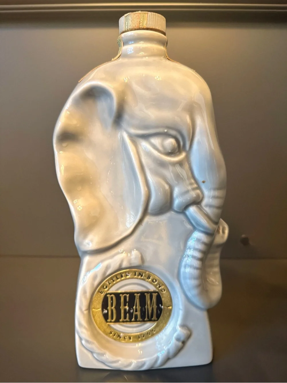 Vintage 1956 Jim Beam Elephant Decanter Original Tax Stamp